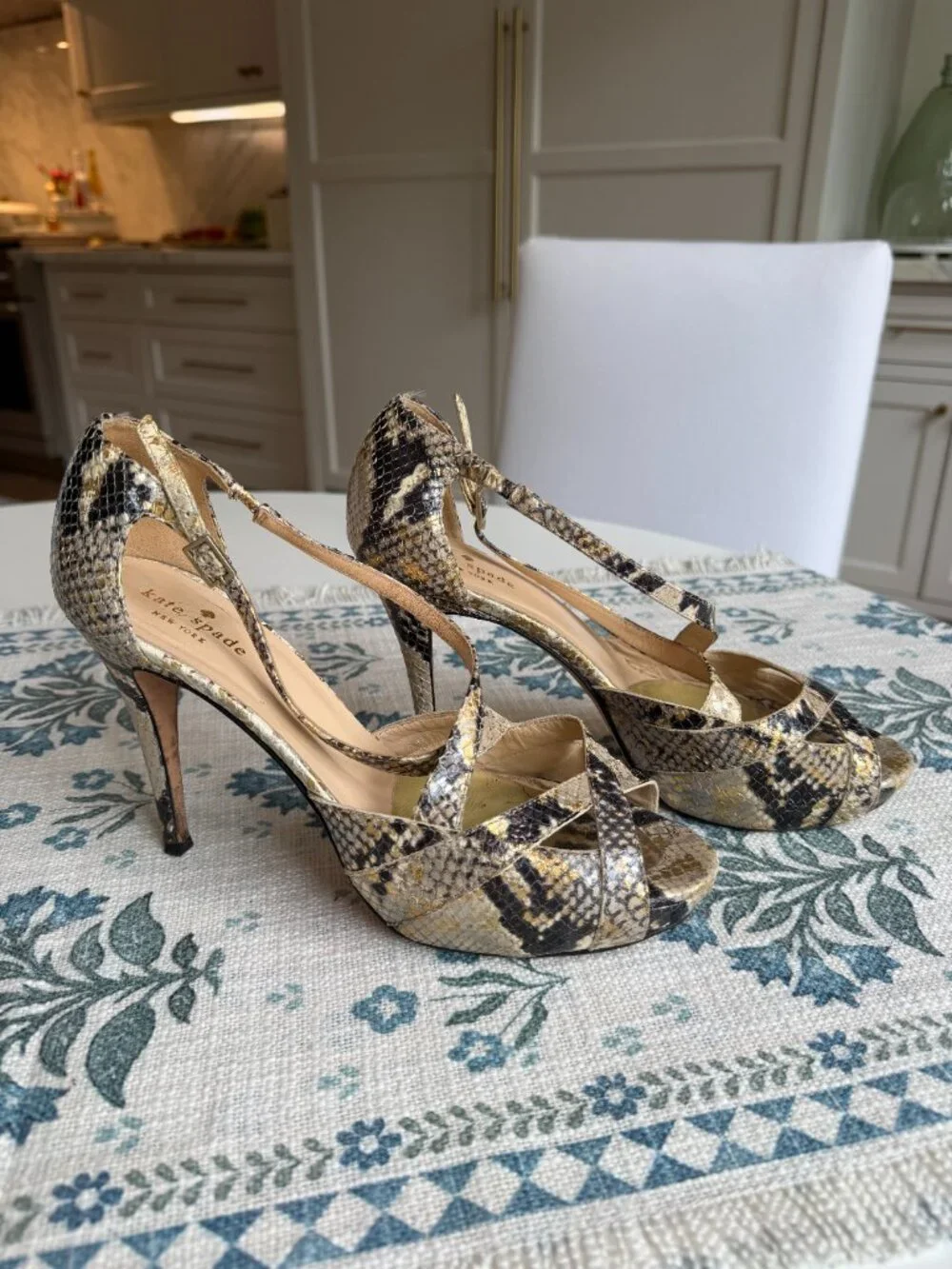 Kate Spade Platform Snakeskin Heels | Strappy | Open Toe | Womens Size 9